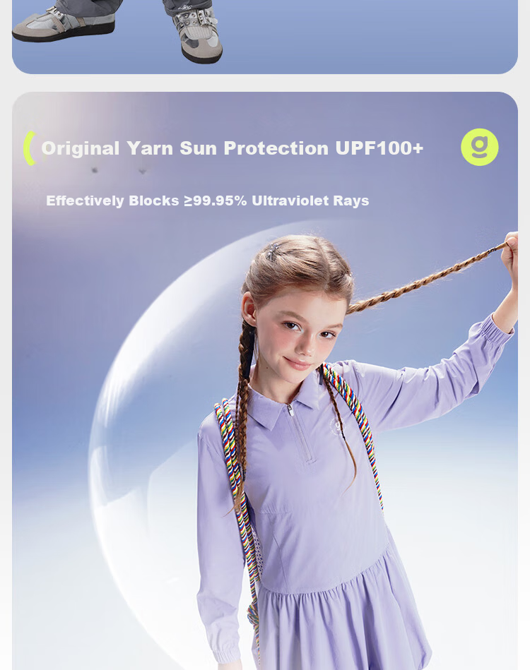 Onmygame Blokette Sporty Girls' High Elasticity Sun Protection Dress Spring Glacier Gray 140 5