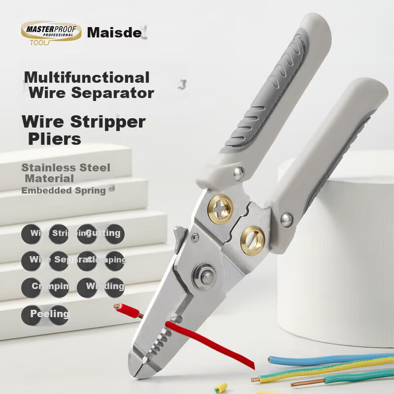 MASTERPROOF Multifunctional Wire Stripper Pliers Electrician Wire Stripping Pliers Crimping Pliers Wire Peeling Pliers Wiring Tool