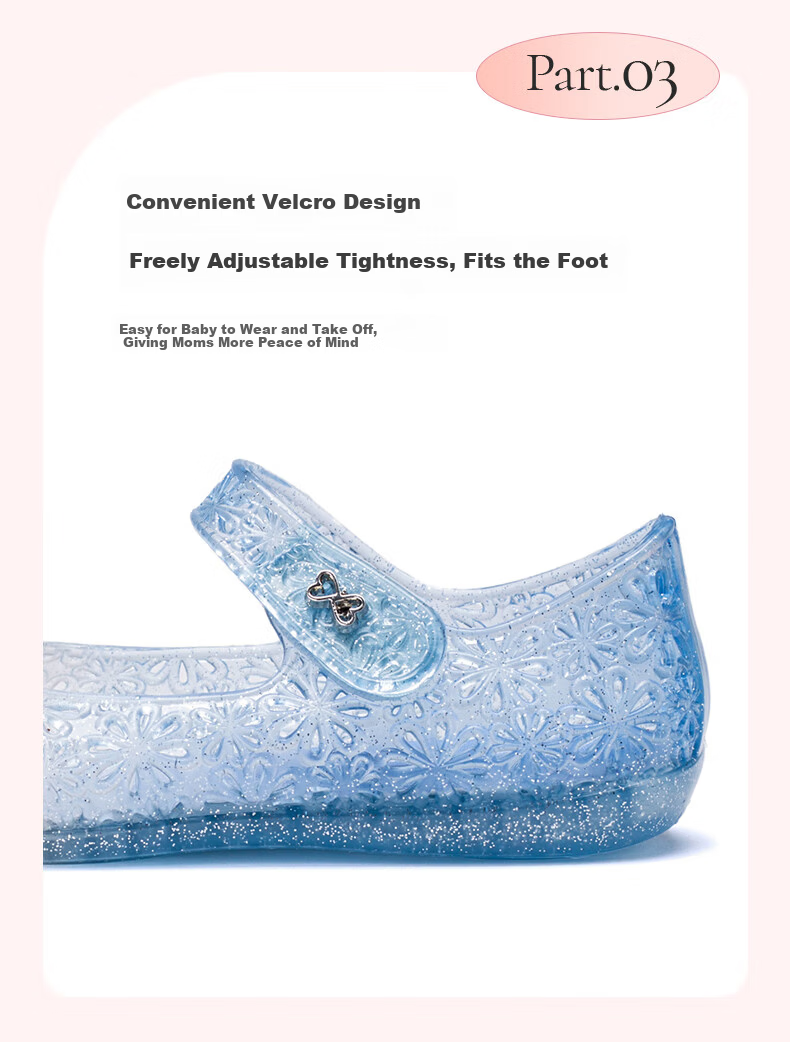 Follow Me Girls' Sandals Children's Jelly Shoes Princess Style Shoes Soft-Soled Non-Slip Casual Shoes Light Blue Size 30 6