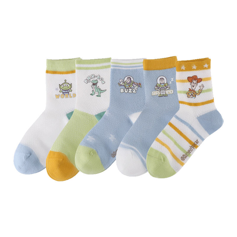 Disney Kids Summer Thin Cotton Mesh Sports Odor-Resistant Mid-Calf Socks DSP3605 Size 18-20