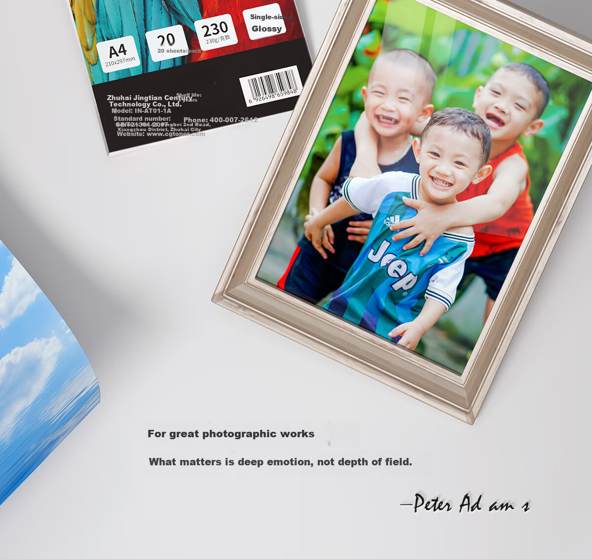 INNCLOUD High Gloss RC Photo Paper, Printing Paper for Photos, Photo Printing Paper, Studio Photo Printing Paper, Inkjet Printer Photo Paper, 6-Inch 260g 3