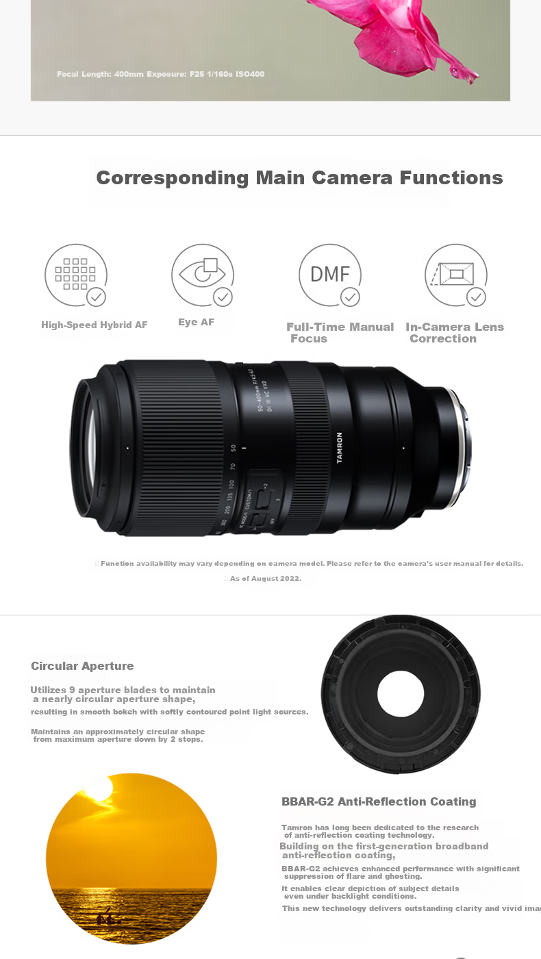 Tamron 50-400mm F/4.5-6.3 Di III VC VXD Stabilized Portrait Concert Super Telephoto Sony Full-Frame Lens (Sony Full-Frame E-Mount) Youth Edition Kit 10
