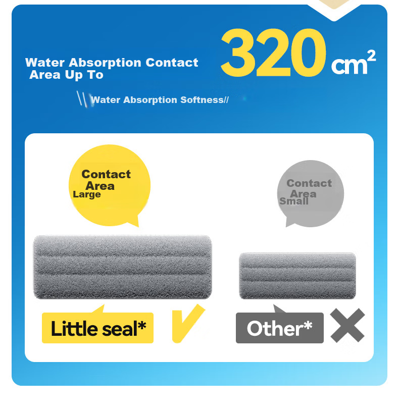 Little Seal Japanese Flat Mop 33cm with 2 Cloths, Hands-Free Washing, Household Dual-Use Wet and Dry Lazy Mop Cleaning Tool 10