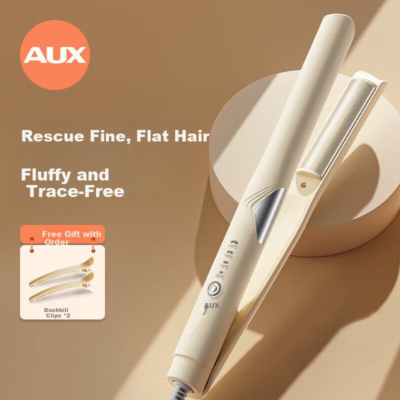 AUX Flat Iron Curved Hair Straightener Morgan Curling Iron Invisible Volumizing Hair Root Lifting Multi-Use Straightener and Curler