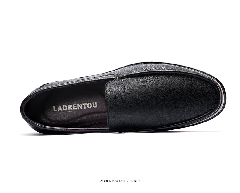 LAORENTOU Men's Leather Shoes, Business Casual Shoes, Breathable Soft Upper Formal Men's Shoes, Slip-On Dad Shoes, A20231, Black, Size 41 14