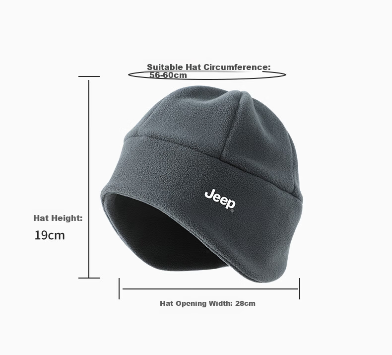 JEEP Winter Fleece Lined Hat and Neck Warmer Unisex Windproof Face Mask Gray 10