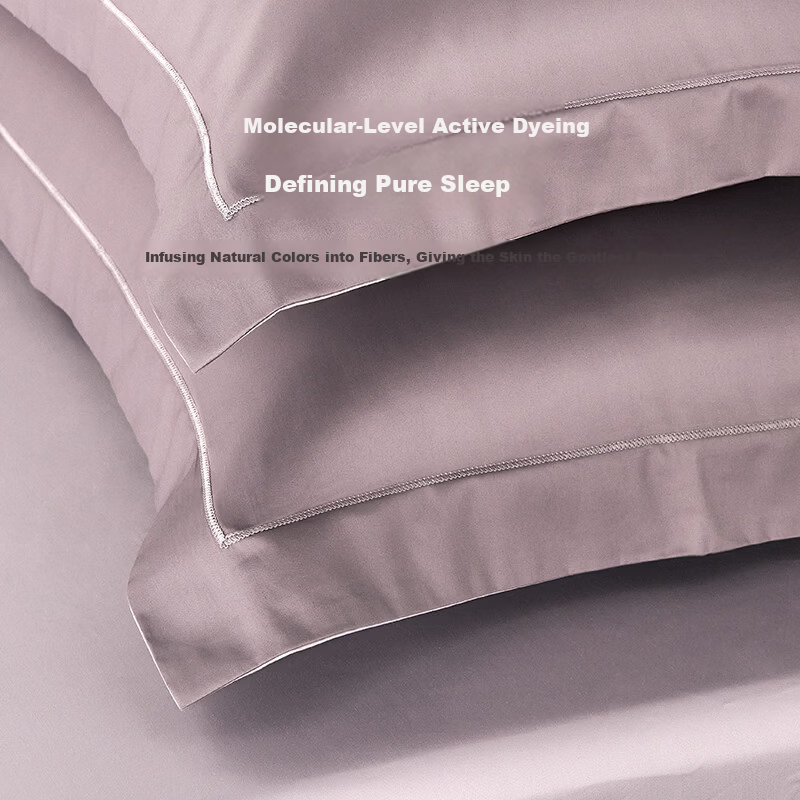 JIEBO 100-Count Long-Staple Cotton Sateen Pillowcases Pure Cotton Pillowcase Pair AB Version Design 48x74cm