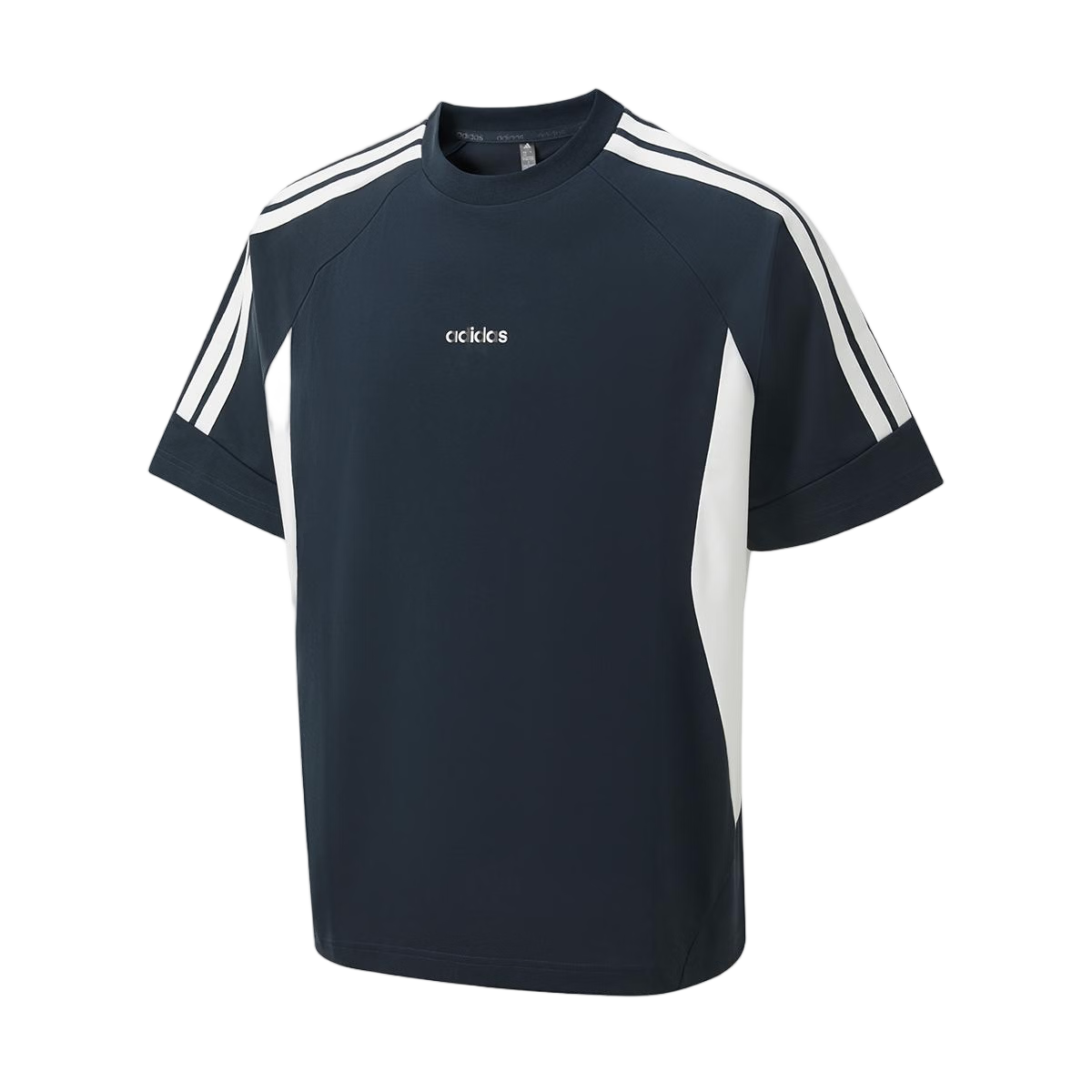 Adidas Men's Summer Sports Cotton Breathable Lightweight Loose Short Sleeve T-Shirt Aurora Ink Blue/ Bright White 2XL