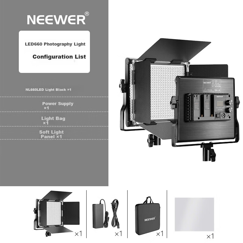 NEEWER NL660 Adjustable Color Temperature LED Panel Photography Light Metal Portable Studio Light Outdoor Shooting Video Live Streaming Influencer Advertising Film Shooting Continuous Light