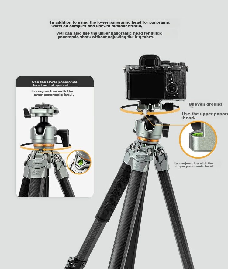Fotopro Origin Portable Pure Carbon Fiber Asymmetric Design Panoramic Tripod Head for Digital Camera Mirrorless Photography Black 12