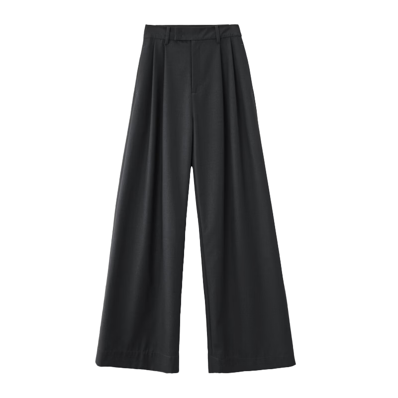 FAESSLIN [A4 Waist-Killing] Dark Gray High-Waisted Dress Pants for Women, 2026 Summer Thin Style, Elegant Draping Casual Wide-Leg Trousers for Wome