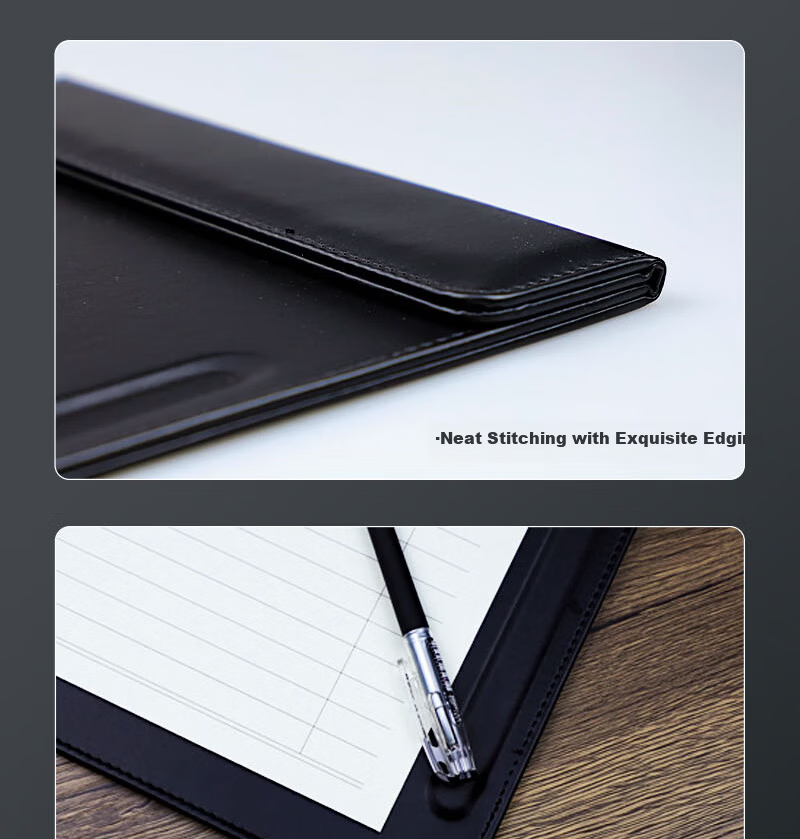 Xutong A4 Magnetic Leather Meeting Clipboard Magnetic File Folder Business Writing Clipboard Report Folder Office Meeting Pad Report Folder with 2-Hole Cup Holder 6