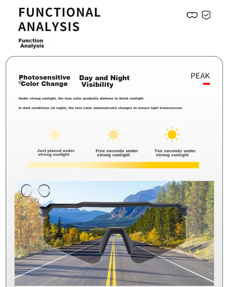 Peak Cycling Glasses Day and Night Use Professional Windproof Sandproof Goggles Outdoor Sports Riding Gear for Men and Women 5