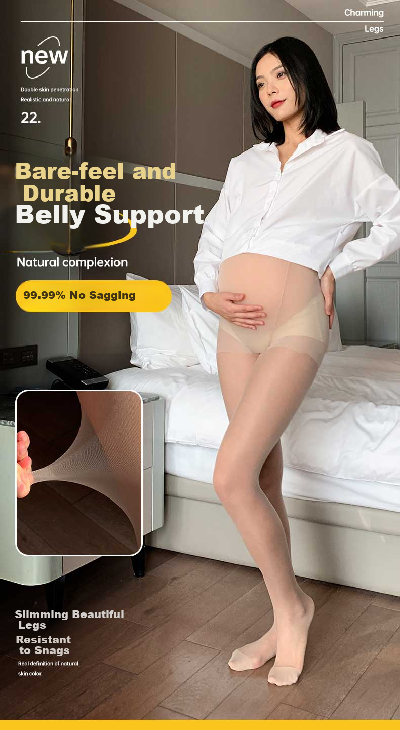 LangSha Maternity Pantyhose Adjustable Waistband Ultra-thin Anti-Snag Nude Maternity Tights Leggings 1