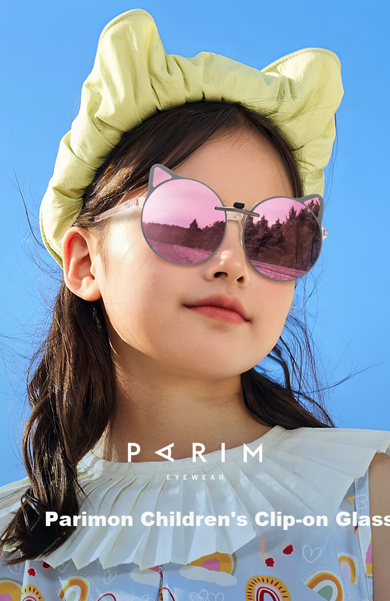 PARIM Kids Myopia Clip-On Sunglasses Ultra-Light Flip-Up Polarized Clip-On Sun Glasses Student UV Protection 1