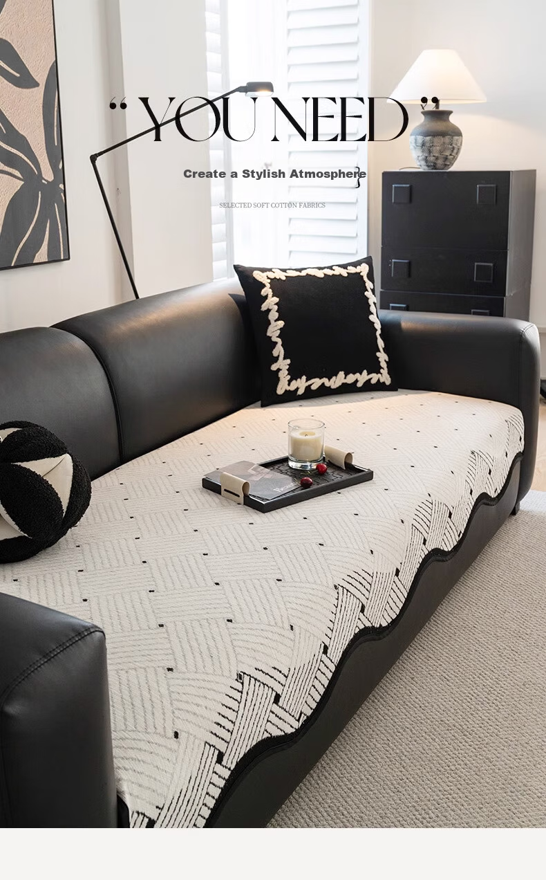Wuyinliangpin Sofa Cover, Chenille Straight Row, Cat Scratch Resistant, One-Piece Non-Slip Sofa Slipcover, 90*260cm, Five-Seater 1