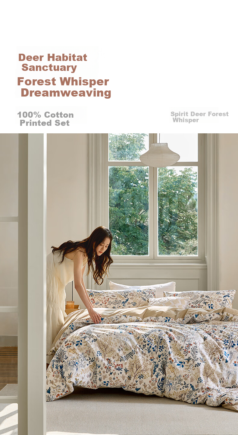LUOLAI Home Textiles, 100% Pure Cotton Bedding Set of Three Pieces, Floral Pattern, All-Cotton Duvet Cover, Bedsheet, Quilt, Bedding, Blue, 150*215 1