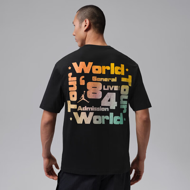 Jordan Men's Summer New Fashion Trendy Breathable Sports Casual Short Sleeve T-Shirt IF3156-010 Black M