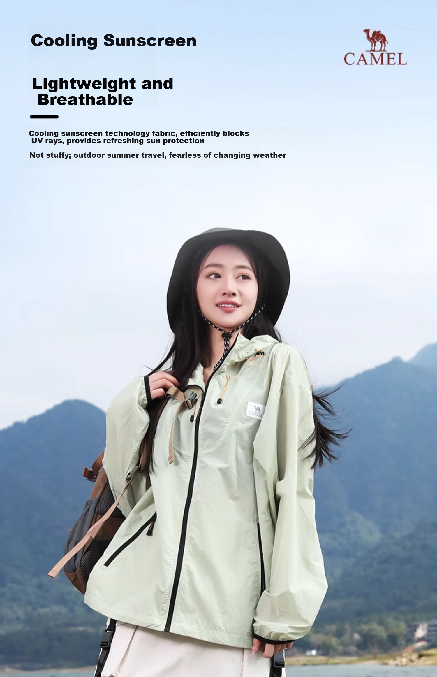 CAMEL [Wang Junkai Edition] Muguang Sunscreen Jacket UPF50+ Breathable Cooling UV Protection Outdoor Fishing Coat 2