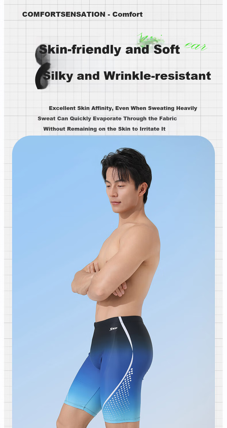 XTEP Men's Quick-Dry Chlorine-Resistant High-Elasticity Professional Training Five-Point Swim Shorts 3XL Black Purple 10