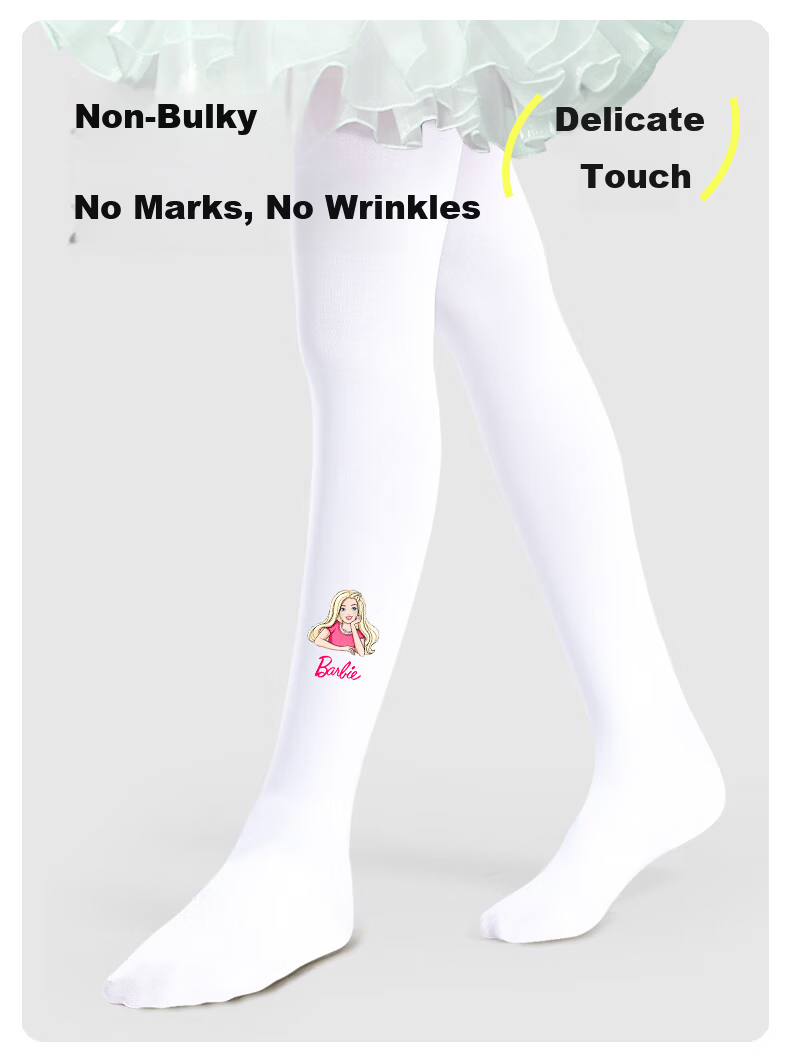 Barbie Girls' Spring and Autumn Thin Tights Children's Long Socks Baby White Stockings Girls' Leggings Practice Dance Socks 5