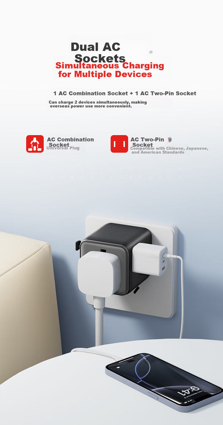 Lenovo PD35W Fast Charging Universal Travel Adapter Multi-Functional Socket for Global Use Compatible with Hong Kong, Macau, Japan, Korea, Europe, UK, US, and Australia Standards 8