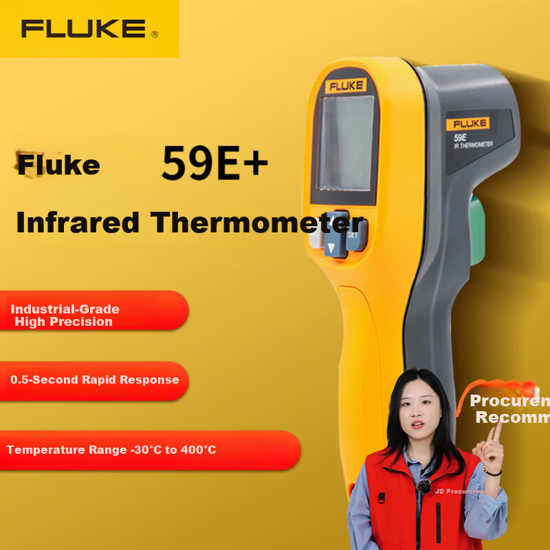FLUKE 59E+ Non-Contact Handheld Infrared Thermometer -30 to 400℃ Industrial Temperature Gun