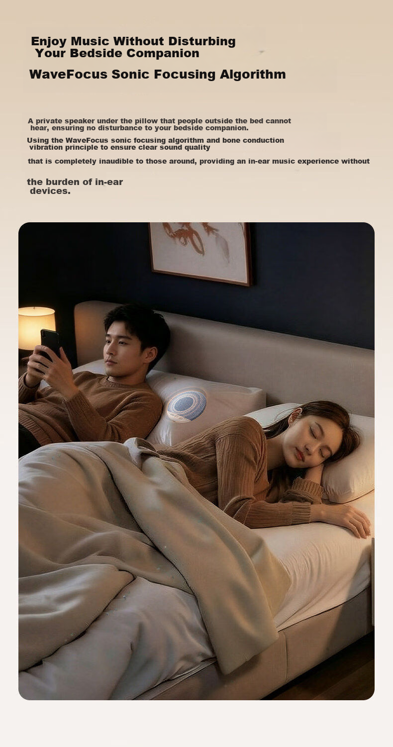 EZHK 2026 New Ultra-Thin Bone Conduction Sleep Sound Speaker Bluetooth Pillow Speaker Sleep Aid Device Bedside Headphone Pillow Music Player 8