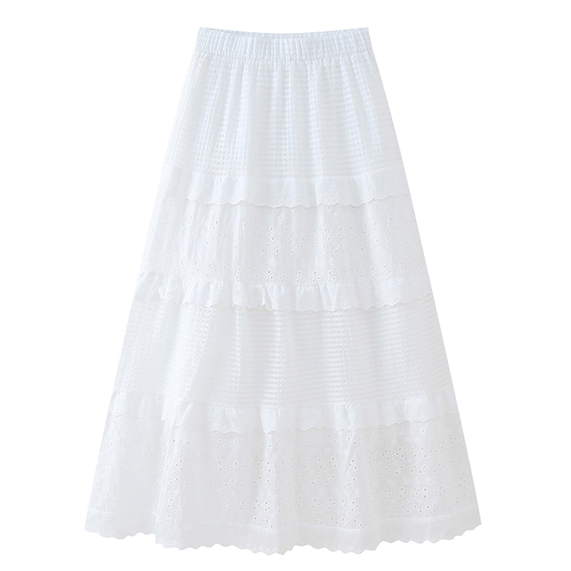 Borui White French Style Women's Skirt 2026 New Spring Summer Puff Skirt Fairy Mid-Length Ballet Cake Skirt