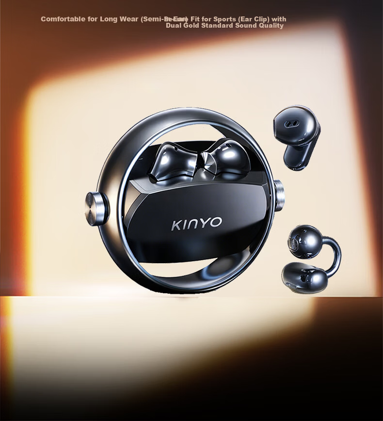 Jinyun (KINYO) [Women's Exclusive | Latest 2026 Model] Bluetooth Earphones Clip-On Semi In-Ear Two-Piece Two-In Long Battery Life, Comfortable for Extended Wear 6