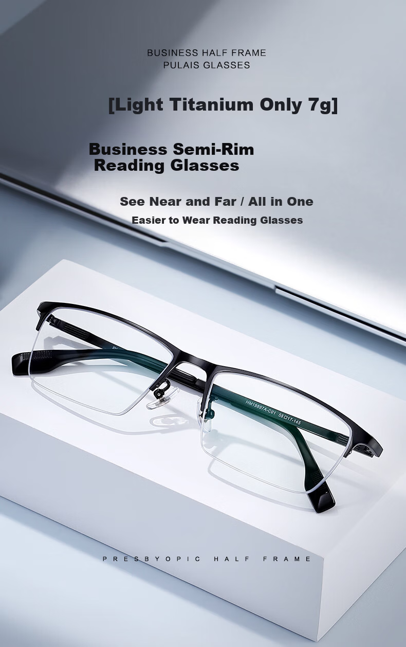 Pulais Reading Glasses for Men, Genuine Business Lightweight Titanium Gold Eyeglasses, Japanese Imported High-Definition Bifocal Reading Glasses 1