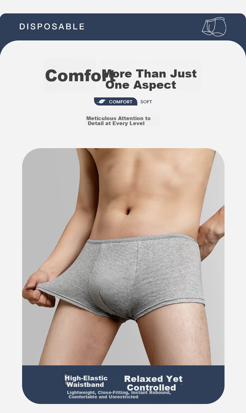 Qihaiqiu Disposable Men's Cotton Boxer Briefs 6-Pack Sterilized Travel Four-Legged Large Size Daily Disposable Shorts 3XL 9