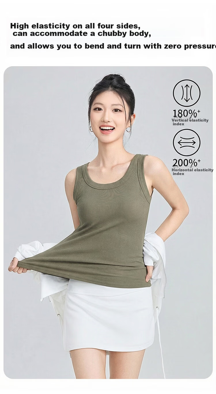 GUJIN Women's Round Neck Camisole Vest 2026 New Summer Slim Fit Sleeveless Solid Color Base Shirt 5