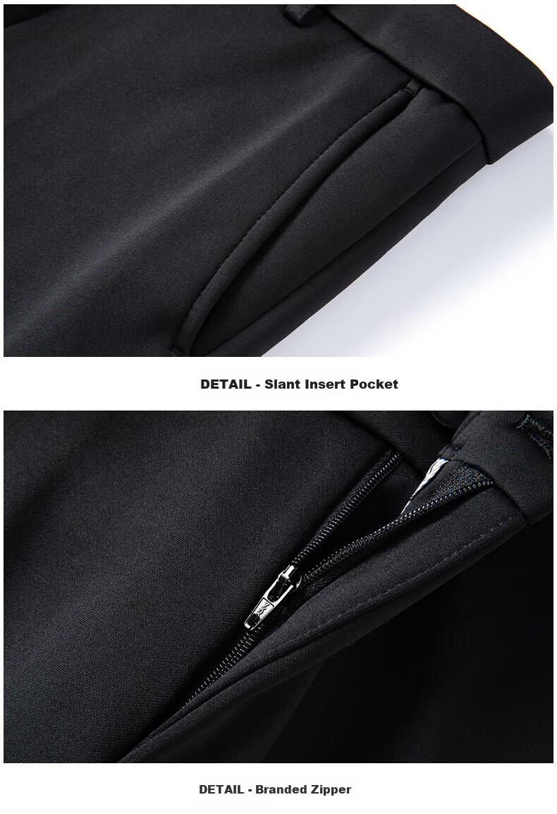 ROMON Fleece-Lined Thickened Wrinkle-Resistant Non-Iron Men's Stretch Work Pants Business Suit Straight-Leg Casual Pants for Dad 20