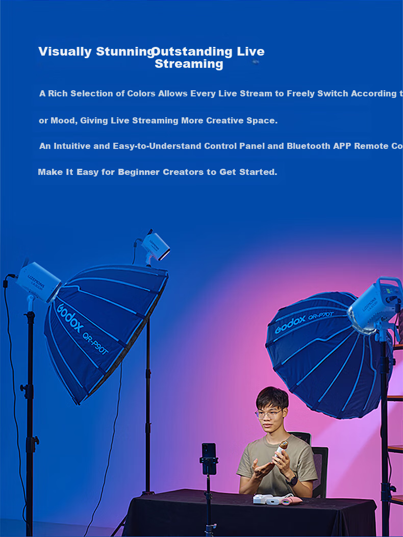 Godox LA300BI RGB LED Fill Light Live Streaming Light Photography Lighting Studio Continuous Light 10