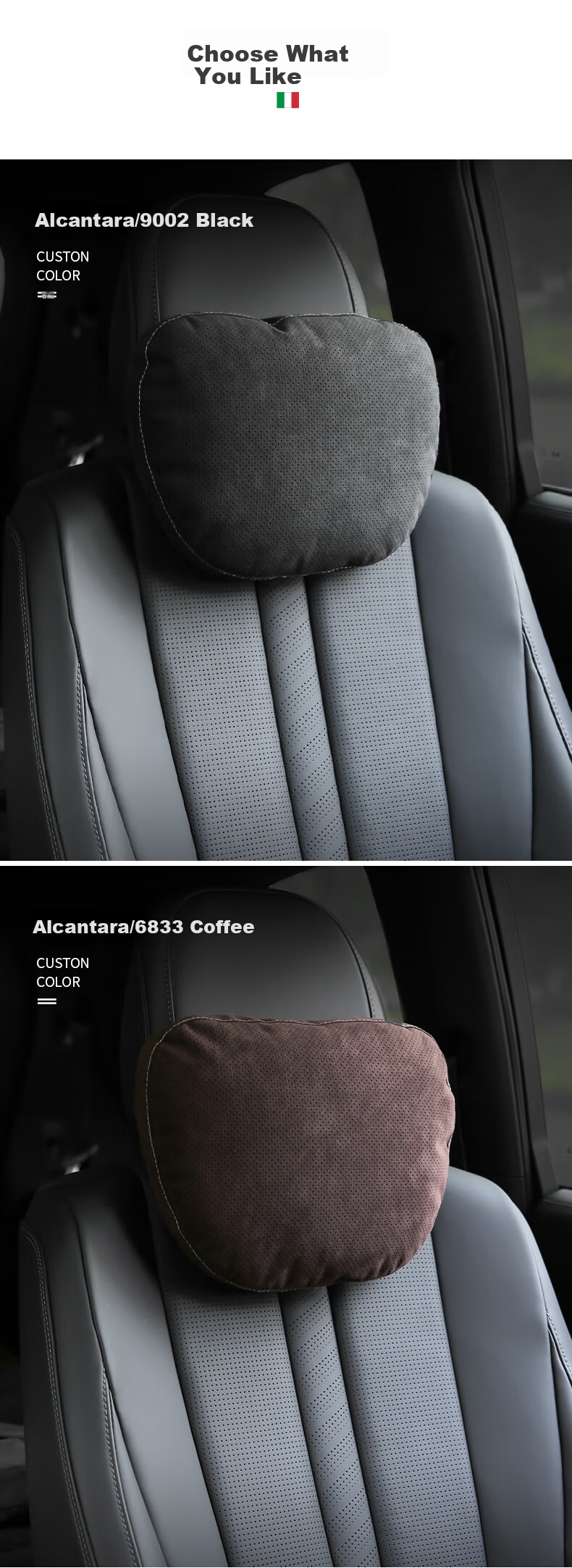 BIMLL Full Alcantara Car Headrest Lumbar Support Neck Pillow for Mercedes-Maybach Car Cervical Pillow 12