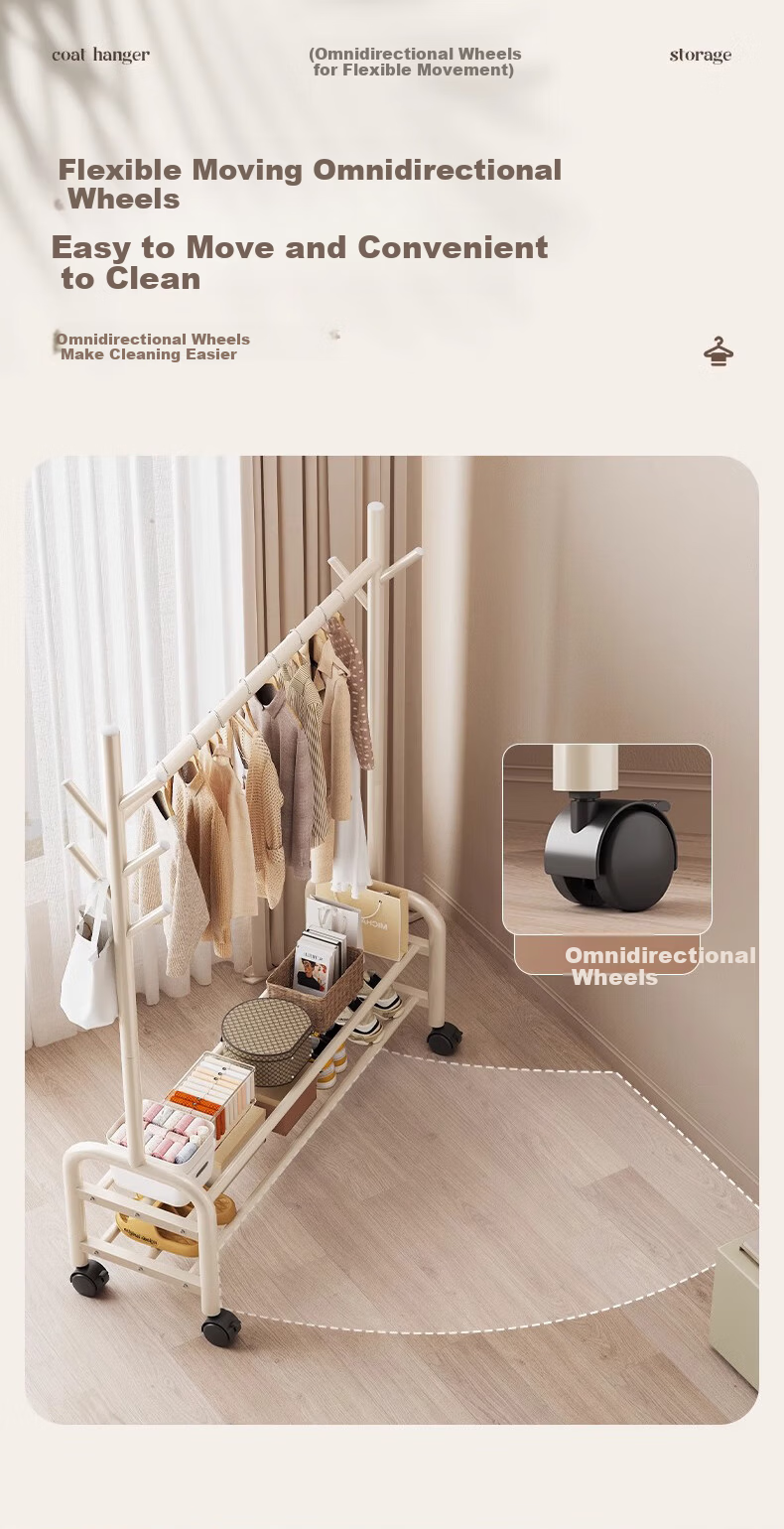Quanpinwu Floor-Standing Clothes Rack, Bedroom Home Indoor Movable Drying Rack, Storage Hanger, Coat And Hat Stand, Single 150cm 10
