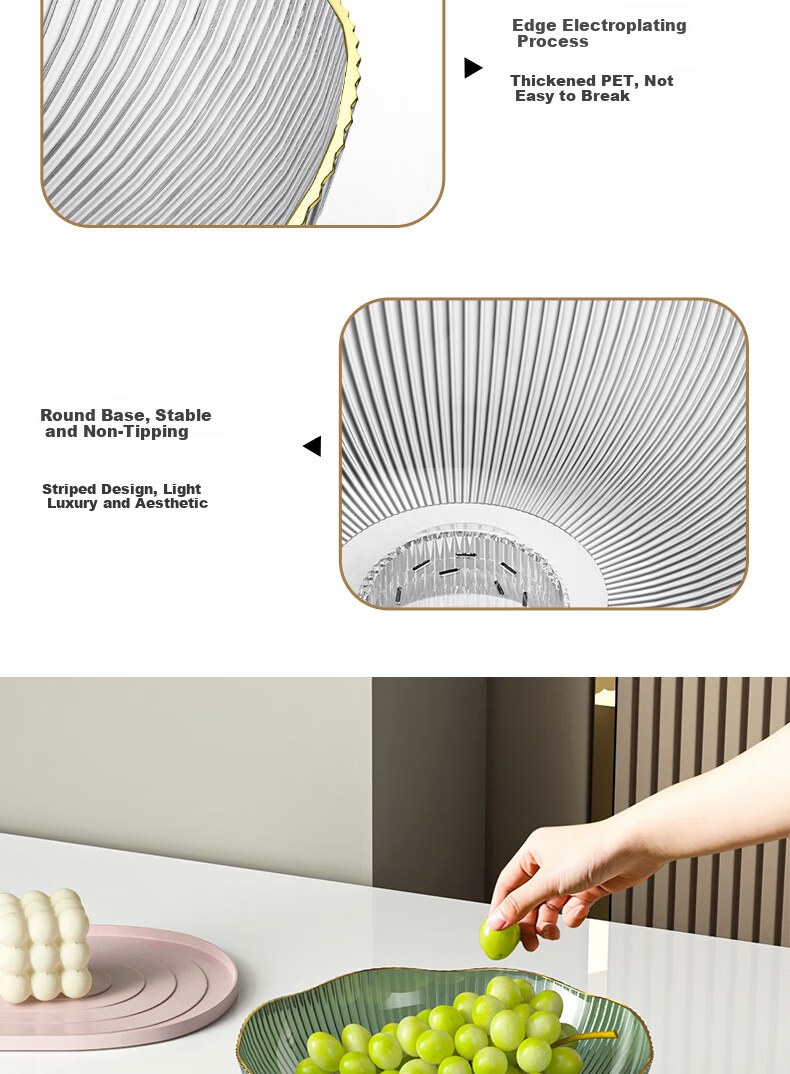 Dipuer Housewarming Dried Fruit Plate, New Home Living Room Decoration, Fruit Dish, Snack And Melon Seed Display Tray, Storage Dish 8