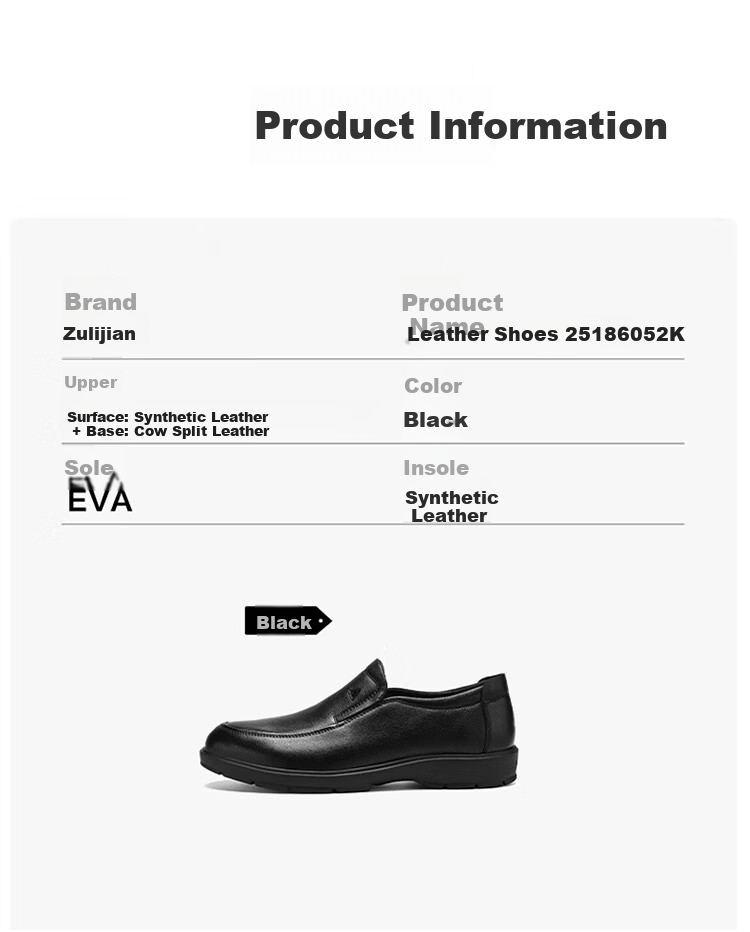 Zulijian Elderly Shoes Summer Breathable Slip-On Loafers Men's Business Casual Leather Shoes 6052K Black Size 41 10