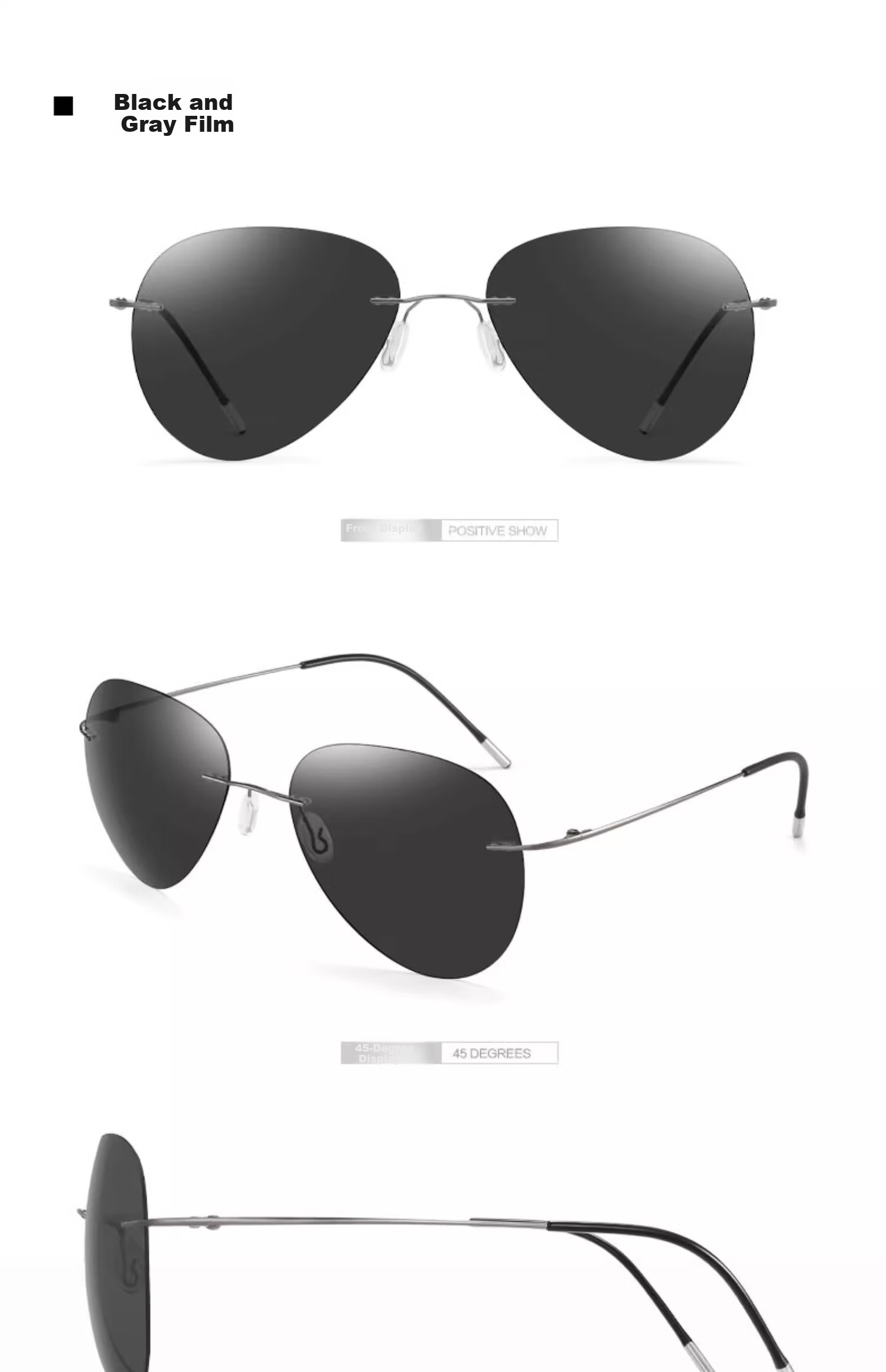 GOGOSOON Frameless Polarized Men's Driving Aviator Frog Sunglasses Ultra-Light Photochromic Sunglasses for Driving 16