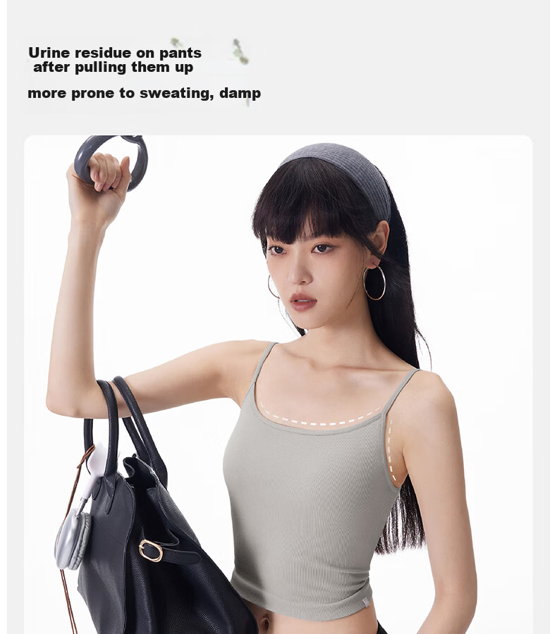 Half-Training Camisole with Chest Pad, Backless Bra, Integrated Inner Wear and Outer Wear, Cloudy Gray, Size S 5