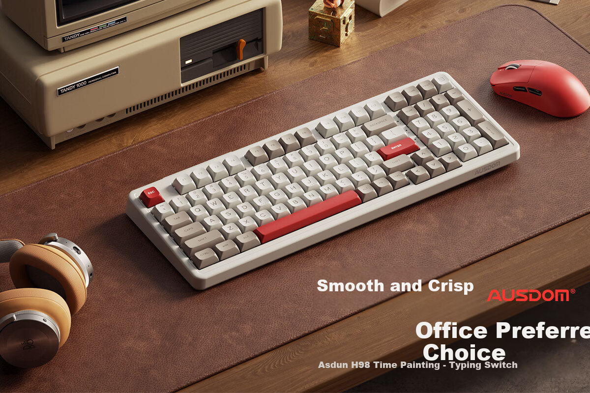 AUSDOM H98 Wireless Mechanical Keyboard, 98 Keys, Bluetooth Tri-Mode, E-Sports Gaming, Computer Office, Customizable Keyboard, Gasket Structure, Laptop And IPad Keyboard, Retro Time Capsule 1