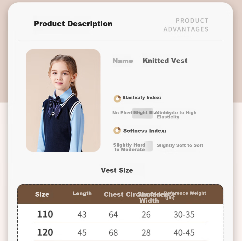 Luomeng Children's School Uniform Spring And Autumn Boys Girls Knitted Vest Set, Navy Blue White Trim Knitted Waistcoat, Size 150 2
