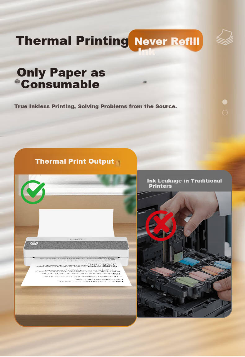 NTEUMM A4 Compact Portable Home Printer Wireless Bluetooth Mini Printer XL-P808 Double-Sided Printing for Students Homework and Notes 6