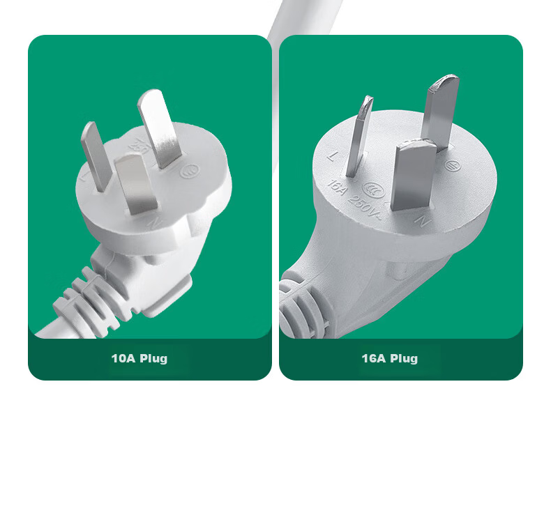 Sushiermo 10A to 16A + 10A 4KW High Power Conversion Plug/Power Strip/Extension Board with 8-Position Independent Switch 2.8m Cord for Air Conditioner/Water Heater 10
