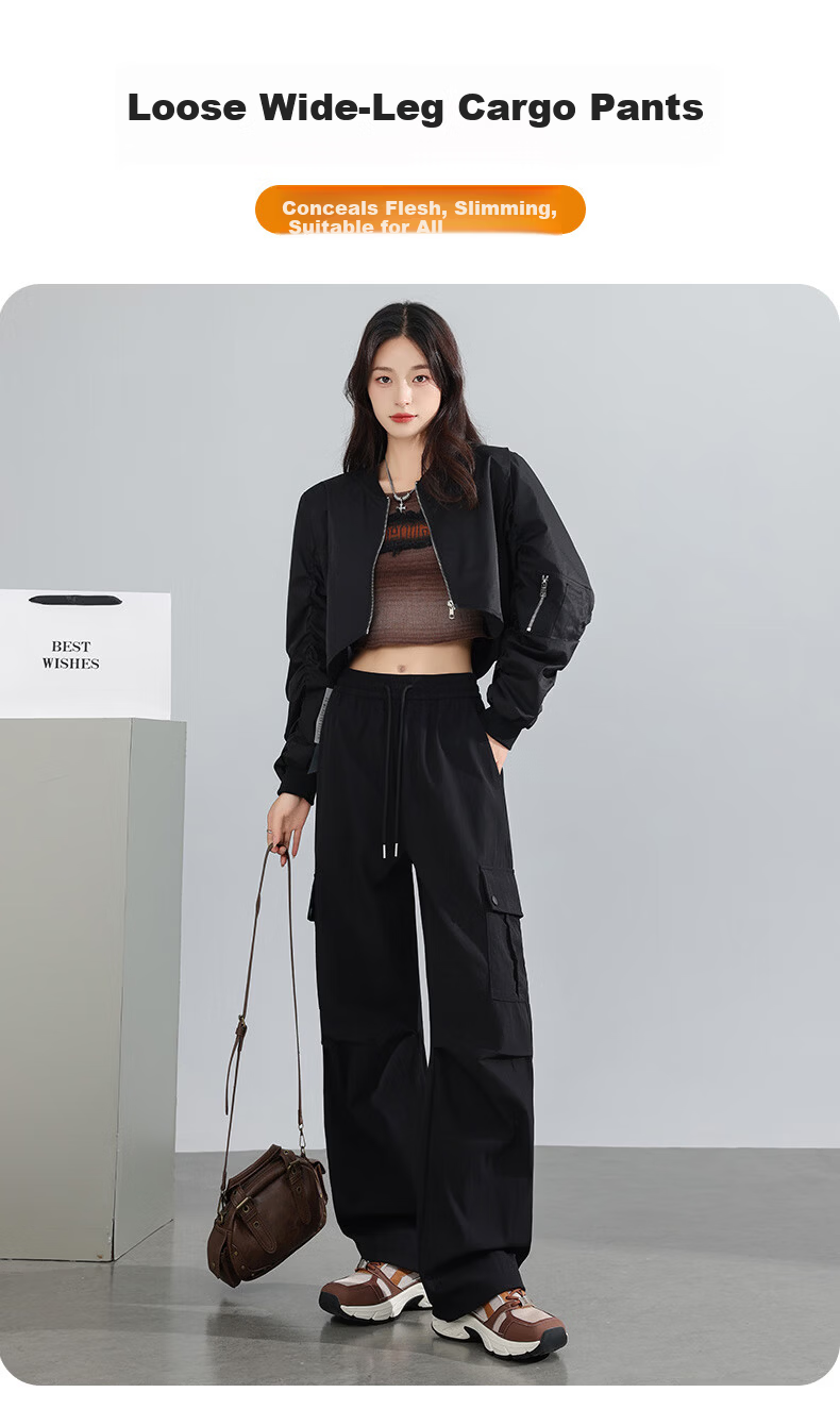 FitonTon Women's American Workwear Pants 2025 Autumn Winter New Sports Casual Wide-Leg Convertible Hiking Pants L 1