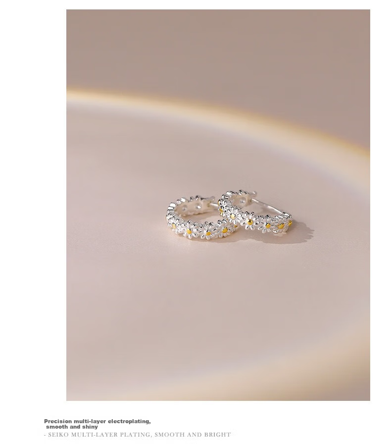 Dijing Wheat Ear Studs Women's 925 Silver Earrings Hoop High-End Elegant Ear Accessories Ear Clips Christmas Gift 7