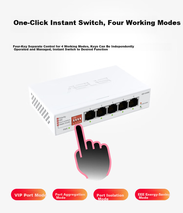 ASUS 5-Port 2.5G Switch Home Dormitory Network Splitter Surveillance Ethernet Switch QG-U1050 Enterprise-Level 2.5G Port Splitter 5