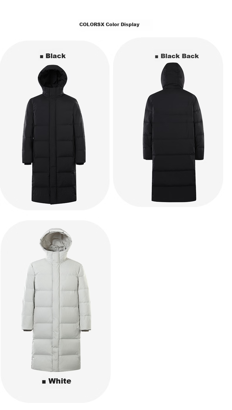 Yalu down Jacket, Unisex Winter Style, Knee-Length, Thickened, Cold-Resistant, Warm, Duck Down, Fashionable Hooded Couple's Coat 10