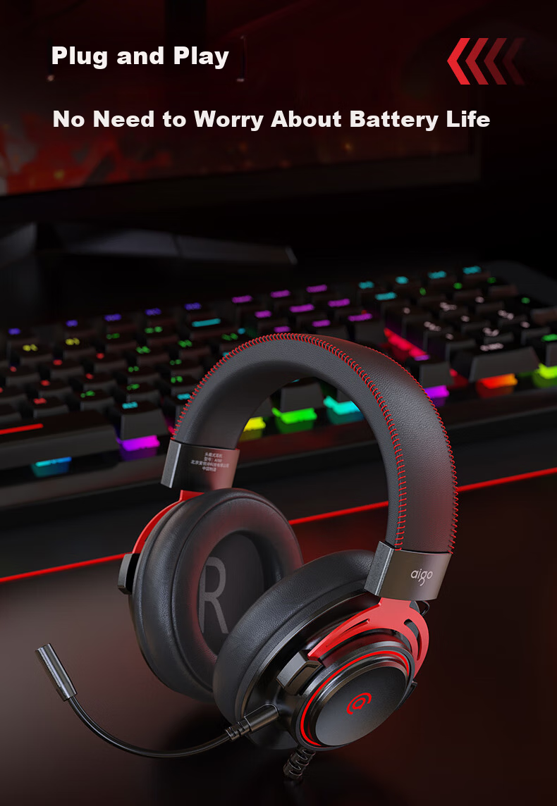 Aigo Wired Gaming Headset Over-Ear Lightweight Suspension Headband Tri-Color RGB PUBG Delta FPS AL600 13